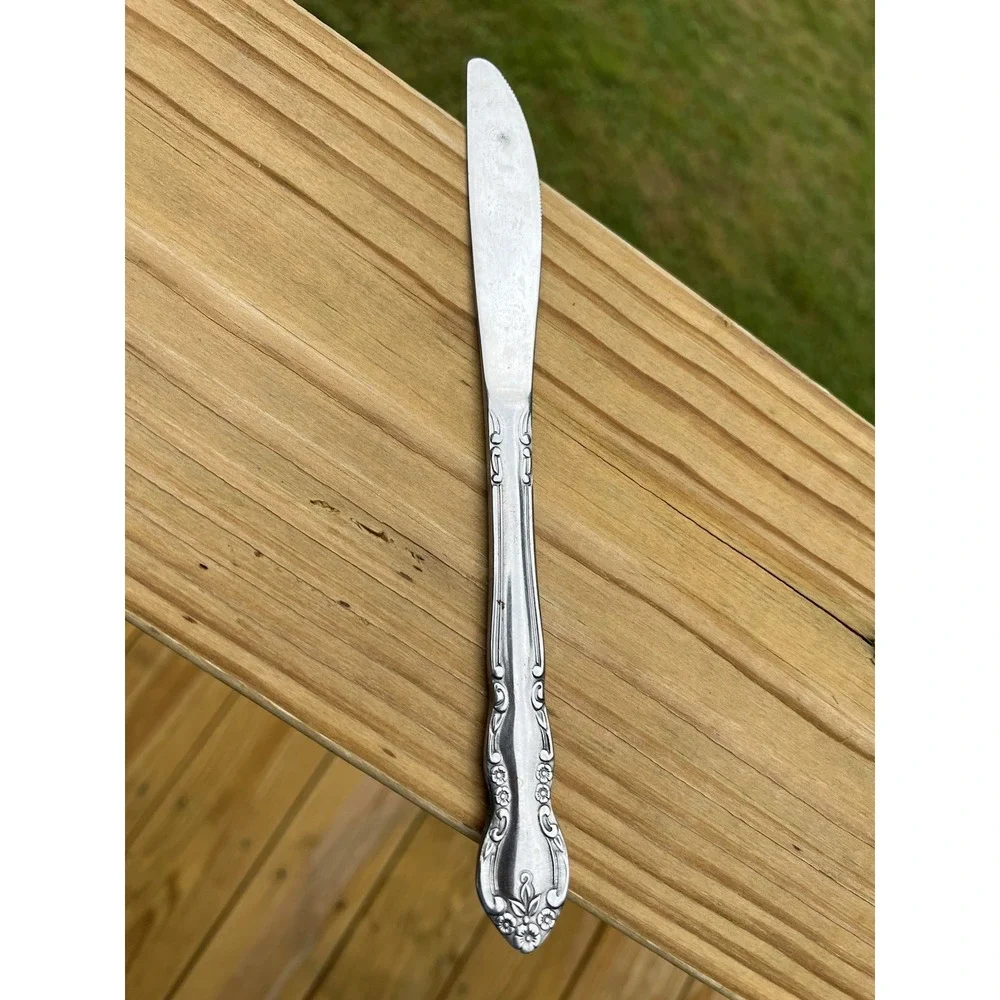 One Dinner Knife - Imperial Stainless Flatware Korea. Fleurette Pattern